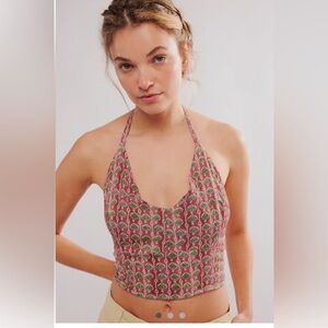 FREE PEOPLE  Rae Halter Top-Rosewood Combo size large